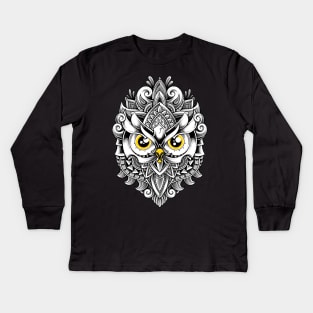 Ornate Owl Kids Long Sleeve T-Shirt